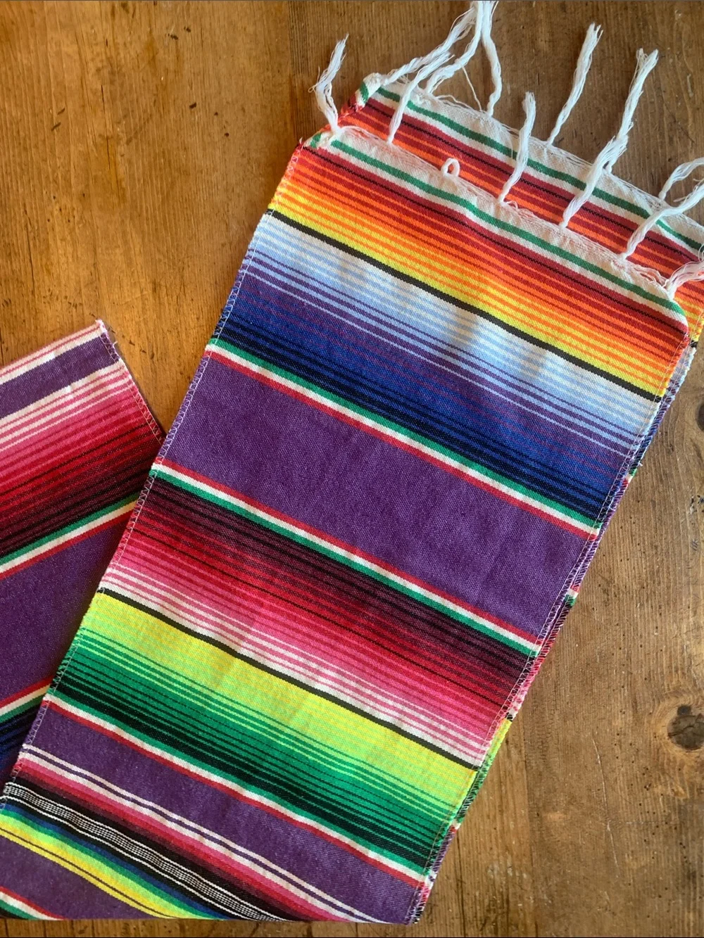 Vibrant Striped Table Runner and Napkin Set - Purple Multicolor